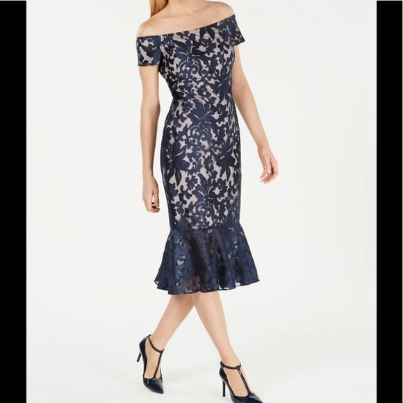 Calvin Klein Dresses & Skirts - CALVIN KLEIN Womens Blue Short Sleeve
Below The Knee Evening Sheath Dress Size 4